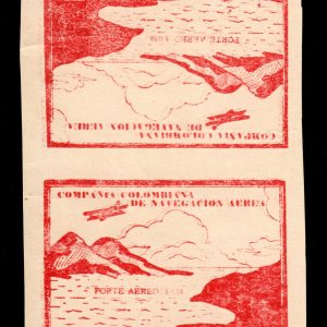 Colombia Air Post C11Cj 1920 10c Red Brown Tete-Beche Strip 4 VF MNH (CV $1,620)
