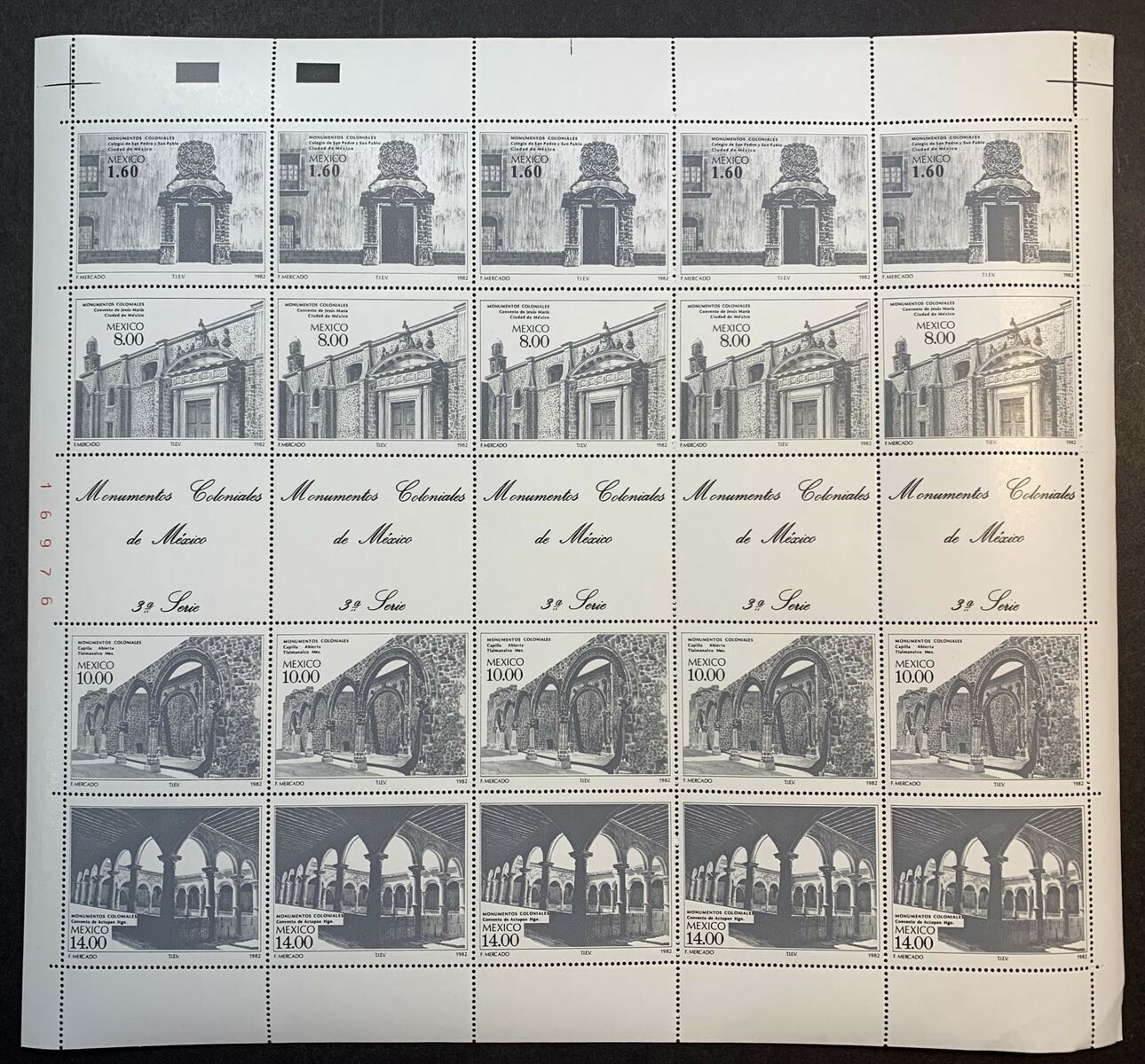 Mexico #1211-4,#1303-6 1980/1982 Colonial Monument. Full Sheets MNH (CV $105) - Image 2