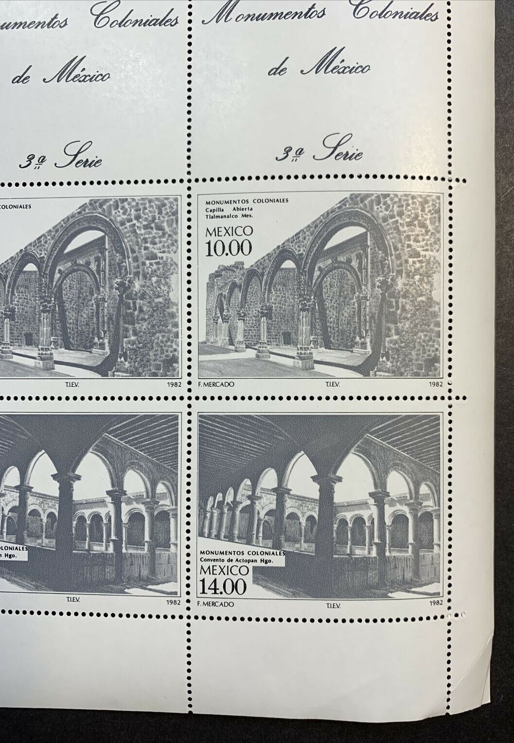Mexico #1211-4,#1303-6 1980/1982 Colonial Monument. Full Sheets MNH (CV $105) - Image 3