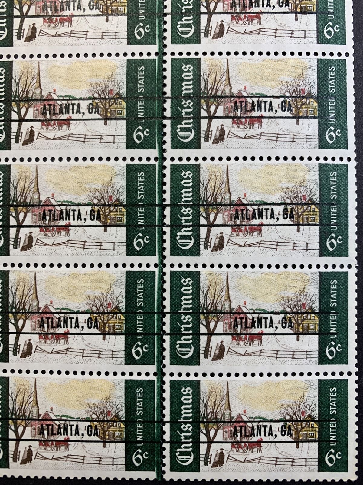 US #1384a 6c Christmas 'Atlanta, GA ' Precancel , Full Sheet. MNH F-VF - Image 8