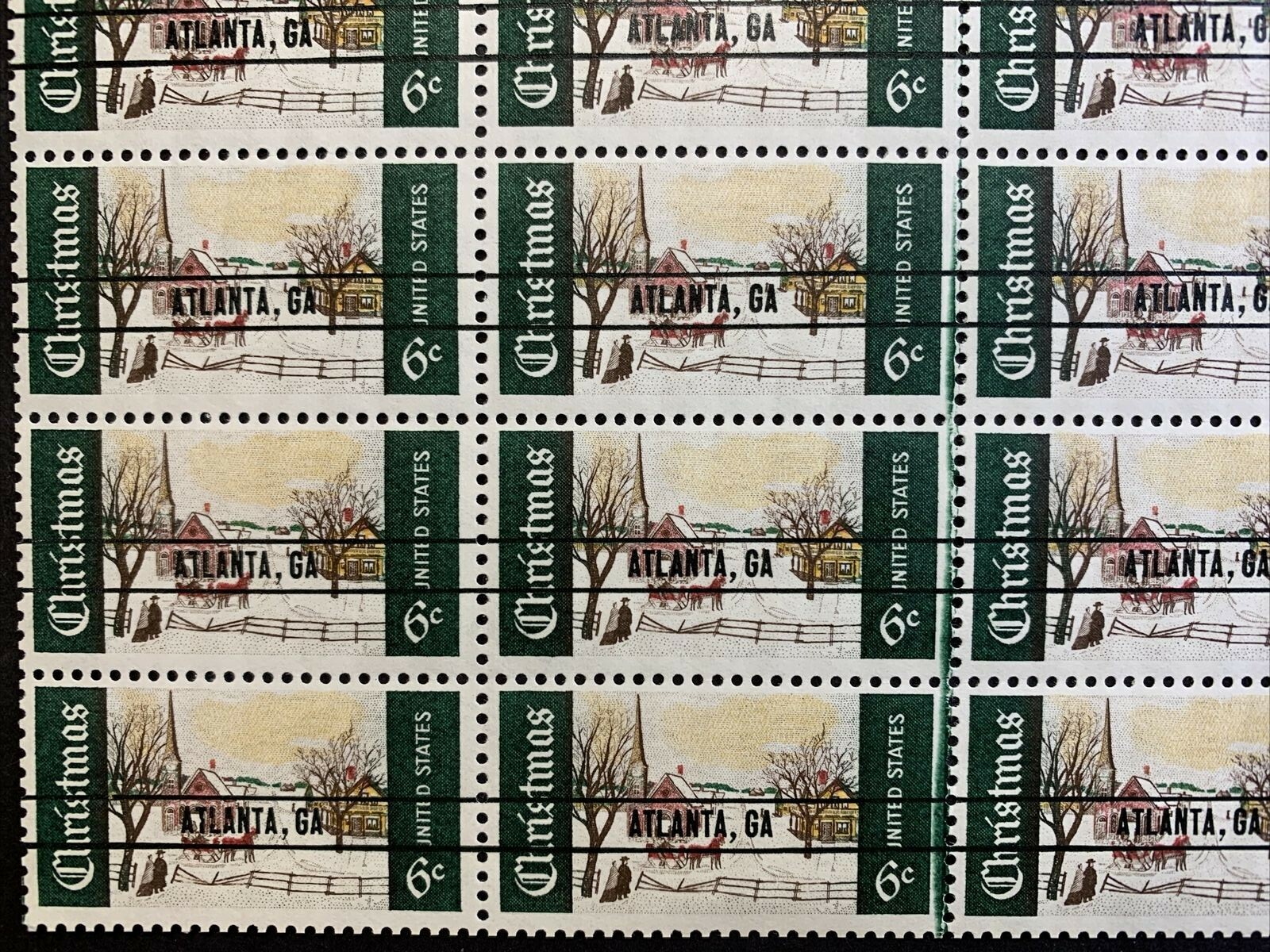 US #1384a 6c Christmas 'Atlanta, GA ' Precancel , Full Sheet. MNH F-VF - Image 9