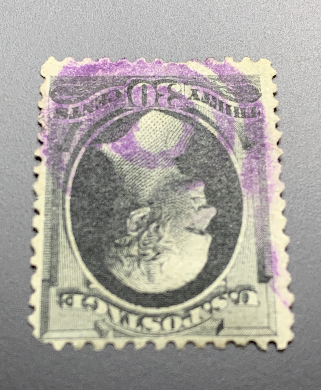 US 190 1881 30c Hamilton Used Purple Cancel CV $110. KP-172 - Image 5