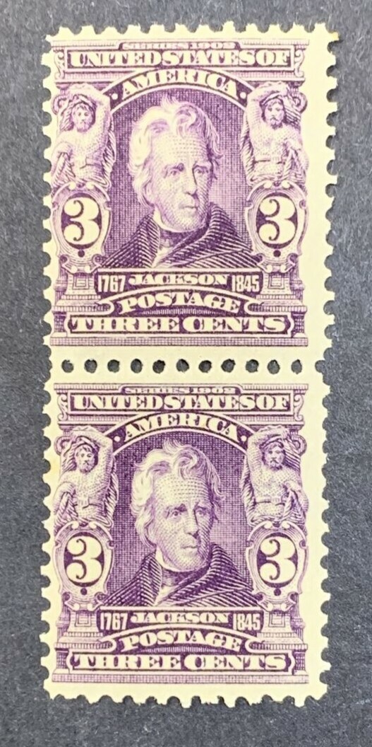 US #302 1903 3c Jackson, Bright Violet, 2 MNH V. Pair. SCV $280. KP-011 - Image 4