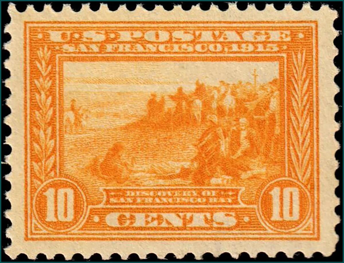 US #400 1913 10c Panama-Pacific, Orange Yellow. Mint VLH VF-84. KP-042