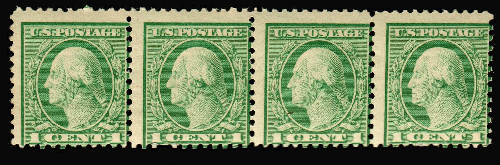 US #545 1921 1c Wash. Four Green Rotary Coil Waste/APEX Cert MNH (CV $1,900)
