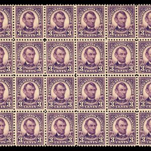 US #555 3c Lincoln Violet Block of 24 MNH VF-XF (CV $720 VF-XF)
