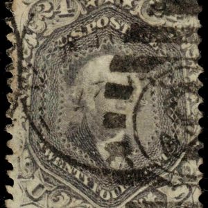 US 78a 1863 24c Wash. *Grayish Lilac* Multiple Cancels PSE Cert CV $425