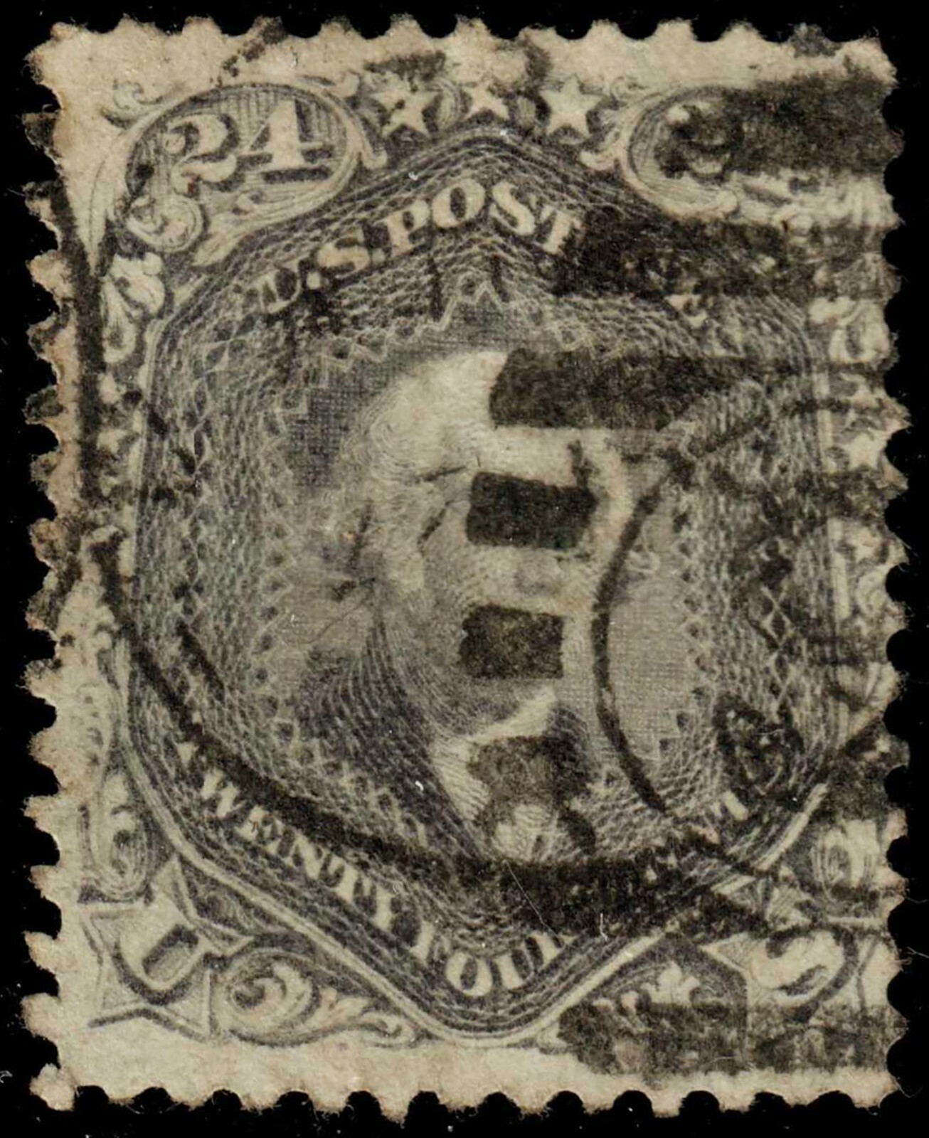 US 78a 1863 24c Wash. *Grayish Lilac* Multiple Cancels PSE Cert CV $425