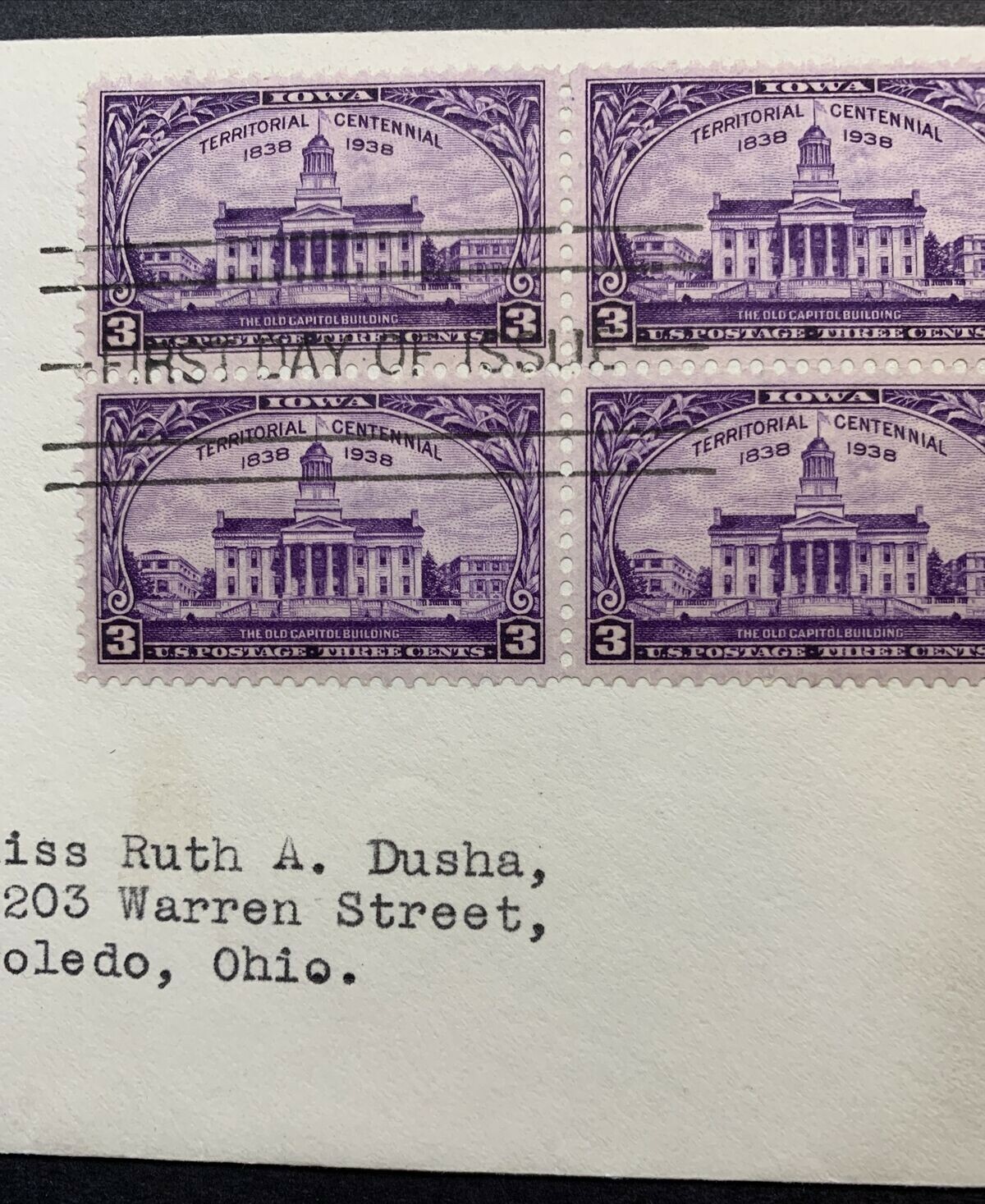 US #838 FDC 1938 3c Iowa Territory 100th. House of Farnam, Signed:Edwin G. Krebs - Image 8