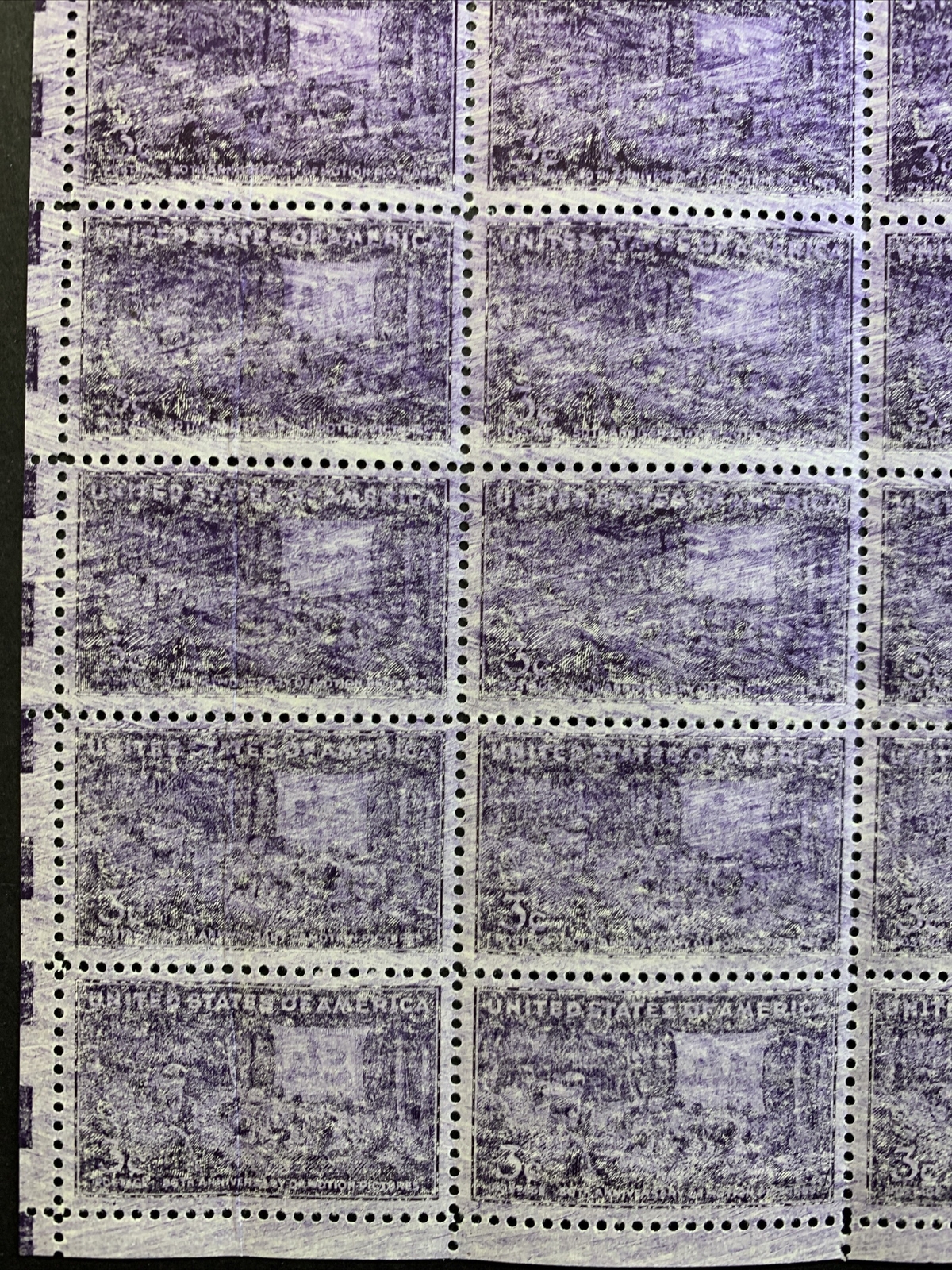 US #926 EFO 3c Motion Picture 50th. *Major Printer Smear*. F-VF MNH - Image 7