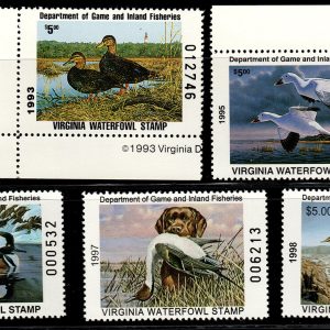 Duck Stamps: Virginia $6 1993,95-98 (5) MNH