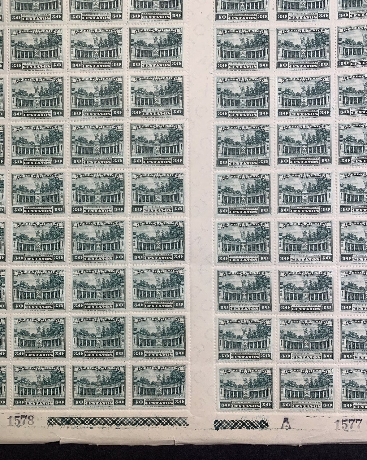 Mexico #646 1923 40c Juarez Colonnade. Full Sheet of 100 MNH (CV $95) - Image 6