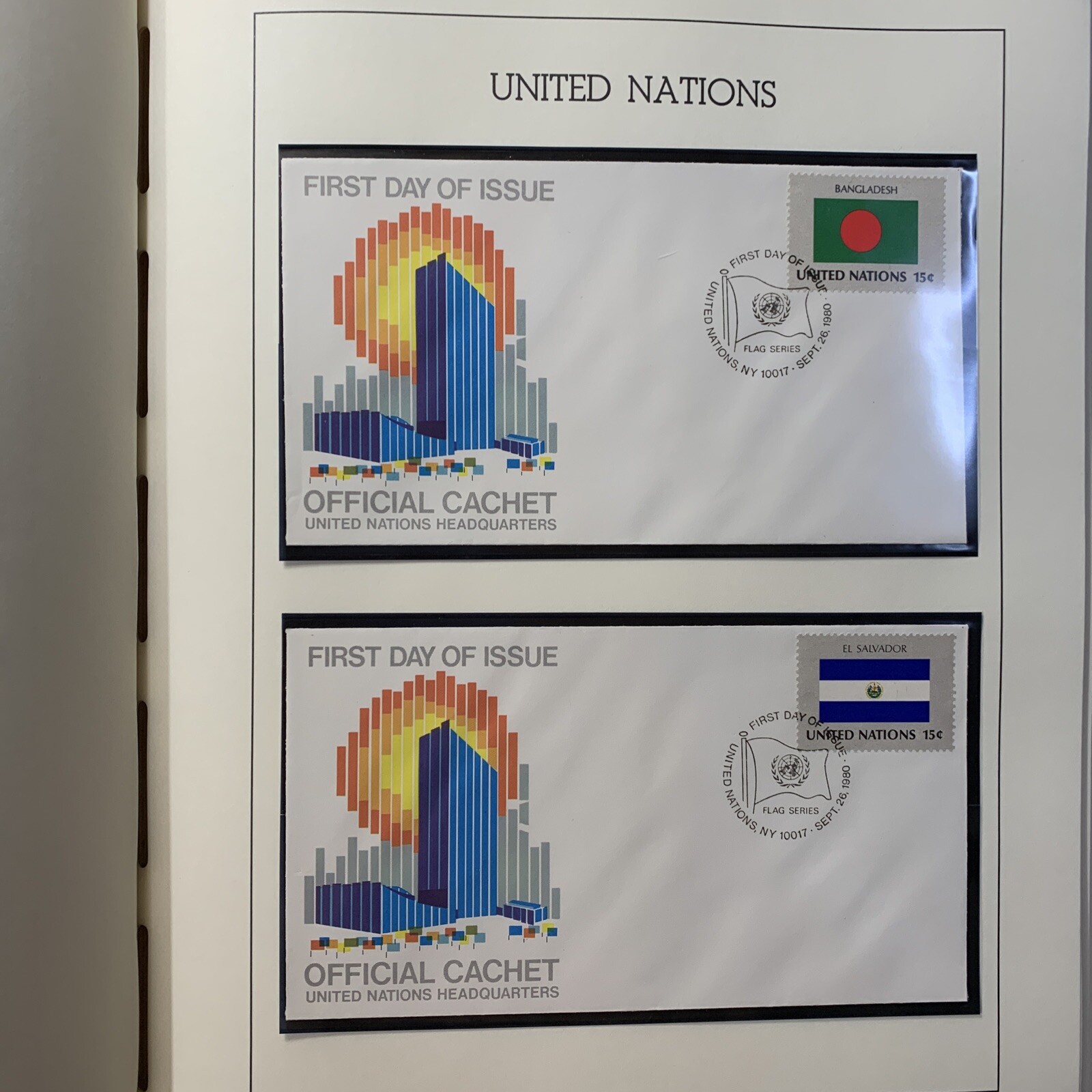 UN Flags FDC 1980-1981 Lighthouse Albums Unused & Cancelled (80 Pages). RG08 - Image 5