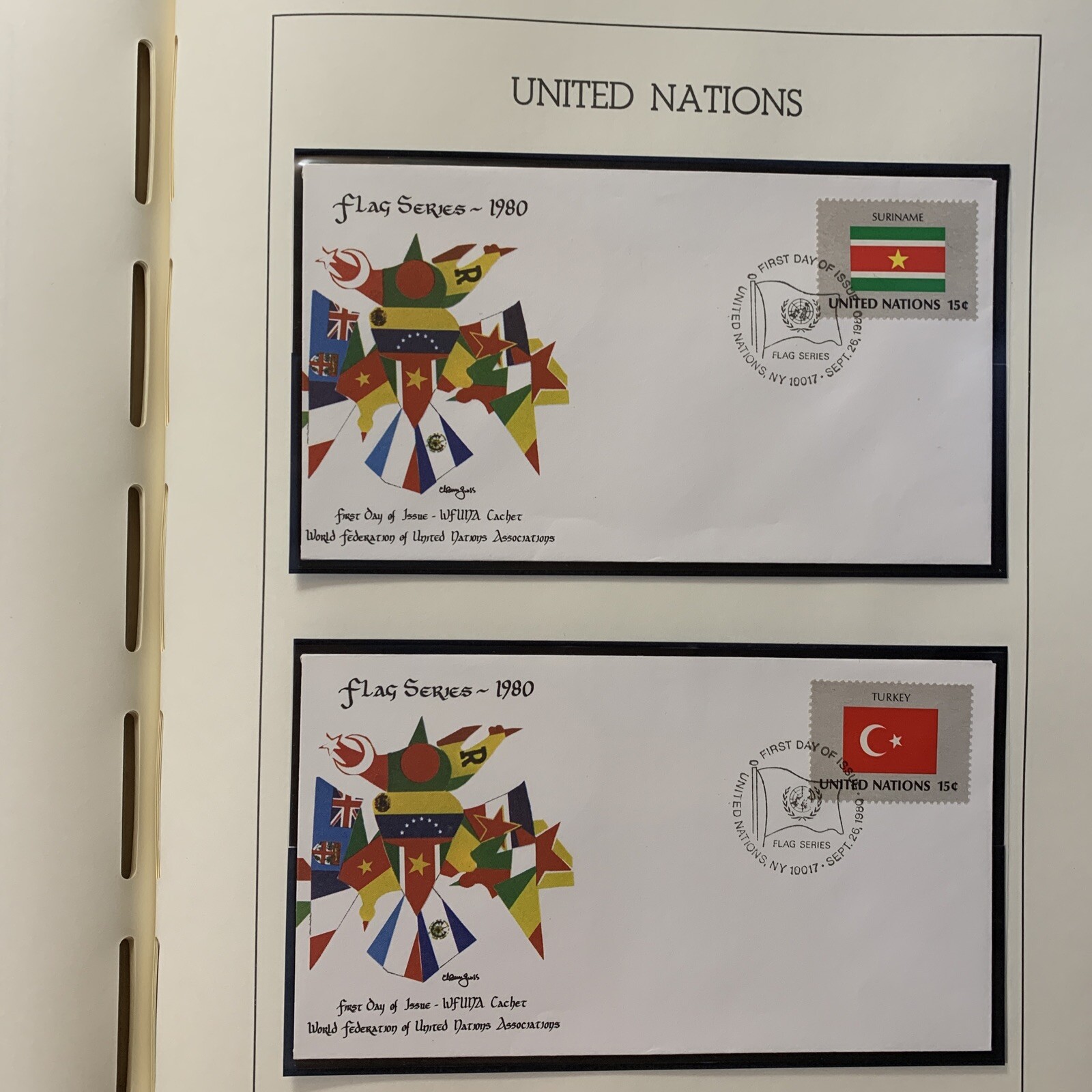 UN Flags FDC 1980-1981 Lighthouse Albums Unused & Cancelled (80 Pages). RG08 - Image 8