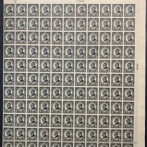 US #611 2c Harding Imperf Sheet of 121 (11x11) MNH, Vert/Horiz/Centerline
