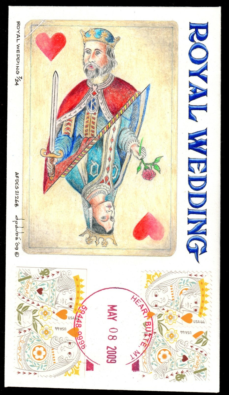 USA #4404-4405 FDC 44c Love. DP Dube Handpainted Limited 7/24