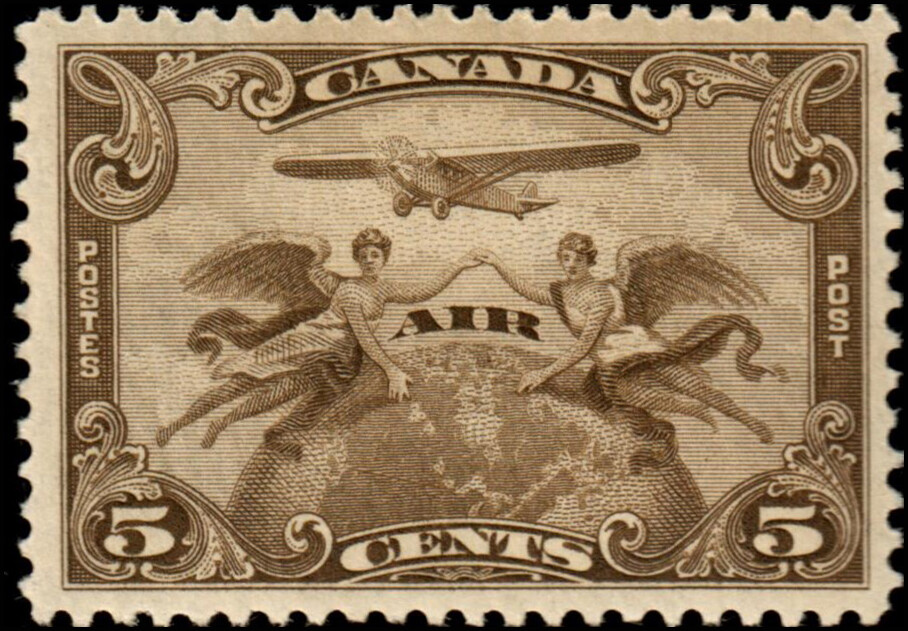 Canada #C1 5c Airmail 'Allegory of Flight' MNH F-VF (CV $25)