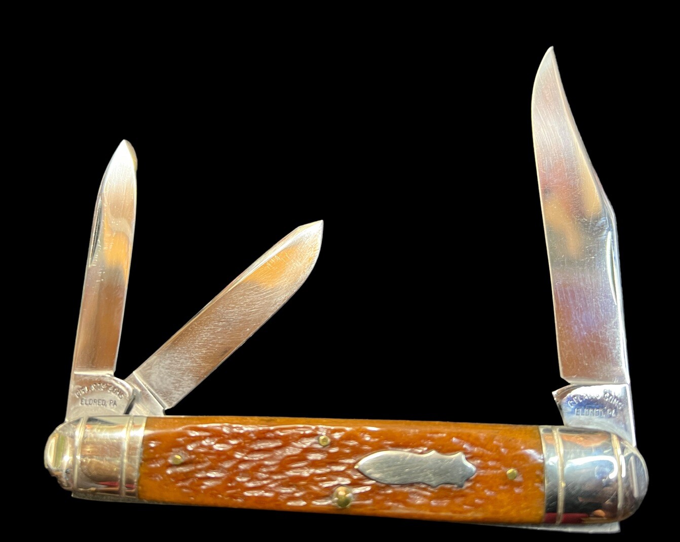 Pocketknife Platt's 3 1/2 1992 Big Whittler *Brown* Bone 1 of 10 KP-1460 - Image 4