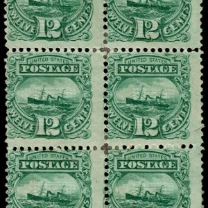 US #117 1869 12c Pictorial SS Adriatic Block of 8 Mint OG HR APEX (SCV $11,100)