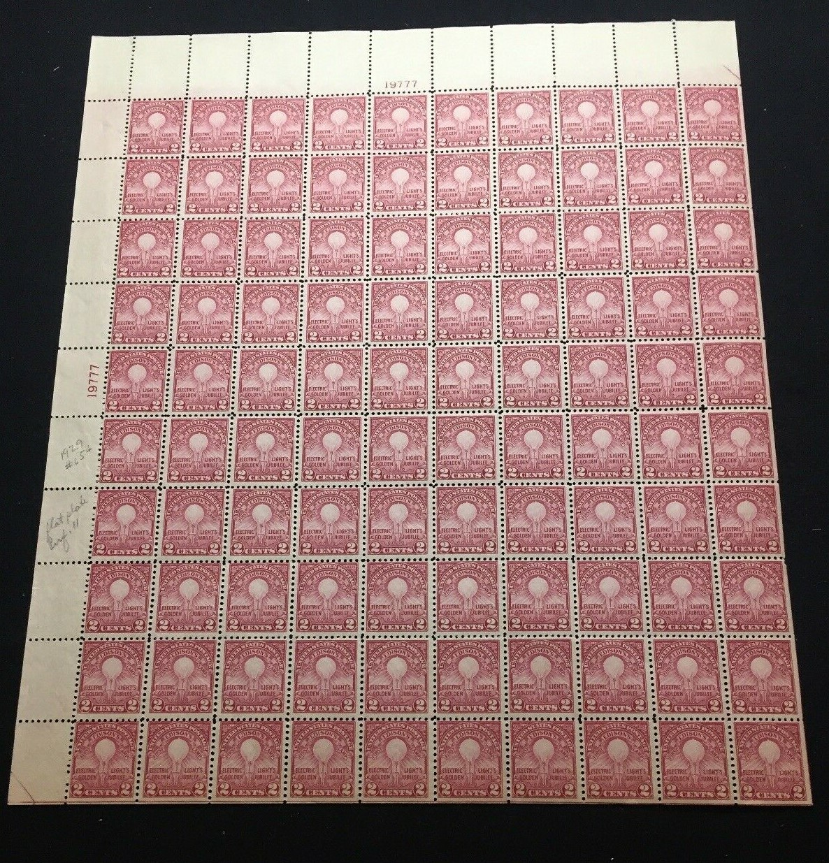 US #654/655 2c Edison's First Lamp, Flat and Rotary Press Sheets MNH (BCV $480) - Image 10