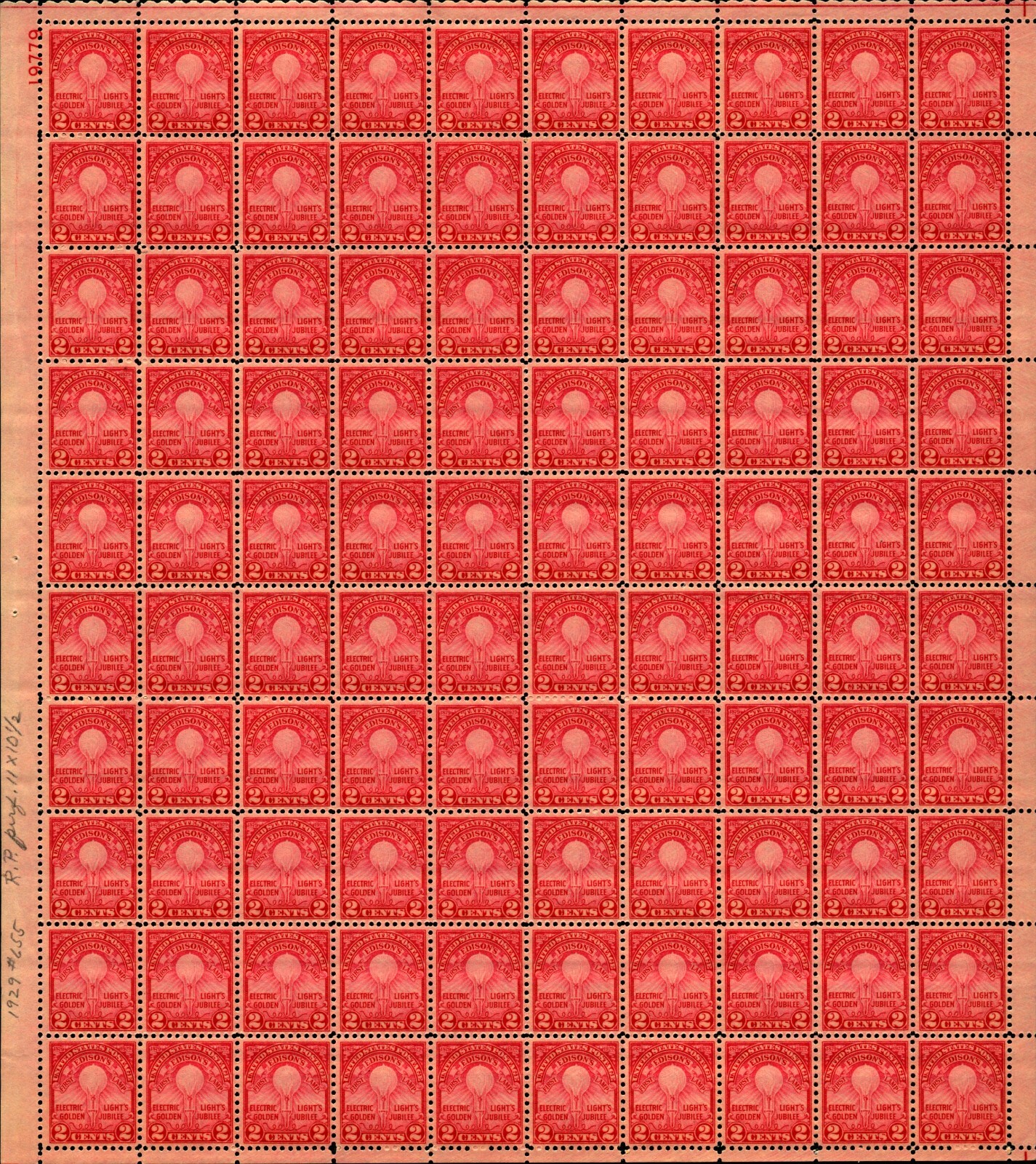US #654/655 2c Edison's First Lamp, Flat and Rotary Press Sheets MNH (BCV $480) - Image 3