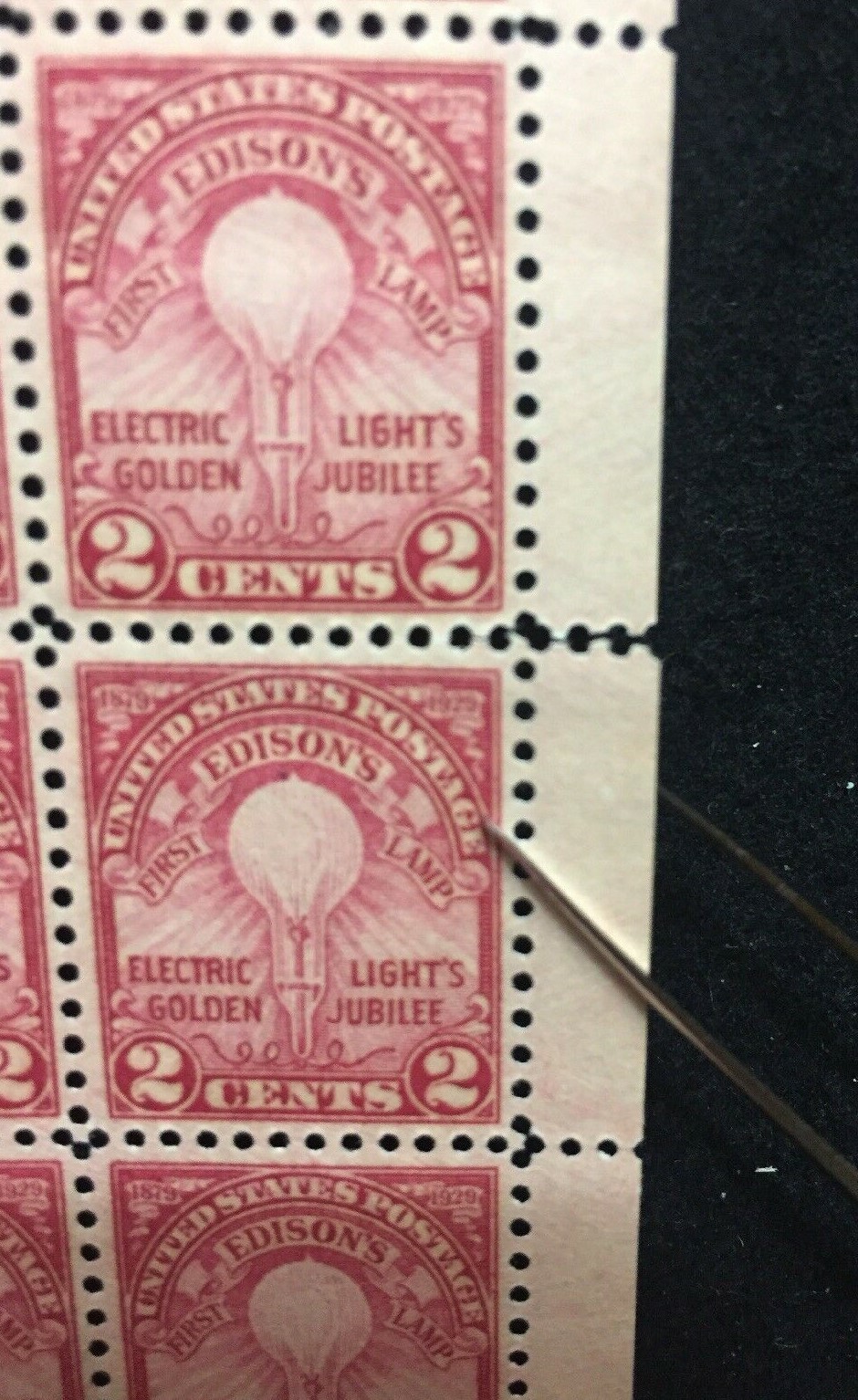 US #654/655 2c Edison's First Lamp, Flat and Rotary Press Sheets MNH (BCV $480) - Image 9