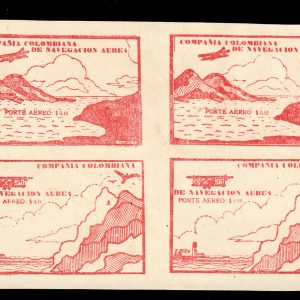 Colombia Air Post C11C-C11D 10c Red Brown Block of 4 VF MNH. PF Certificate. 3