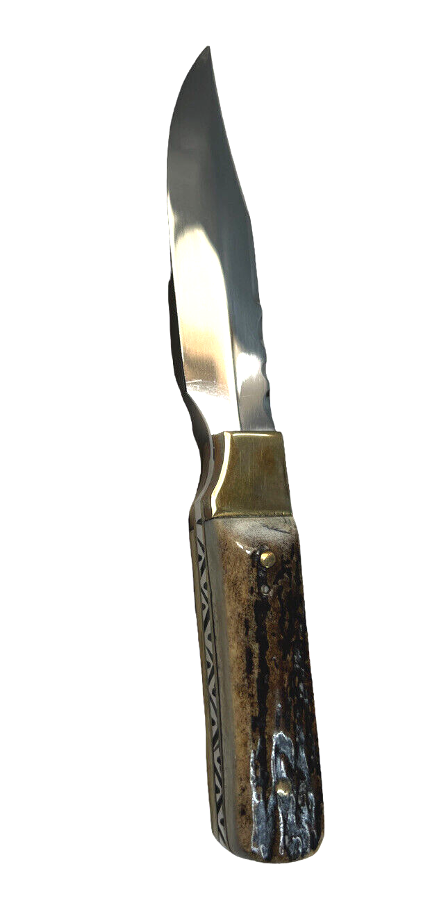 Fixed Blade David Shaw 3 3/8" Stag Fileworked KP-1358 - Image 2