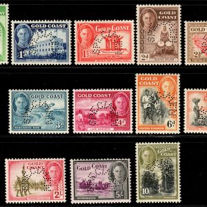 Gold Coast #130S-141S (12) 1948 1/2p-10sh SPECIMEN Set VF MNH (CV $570)