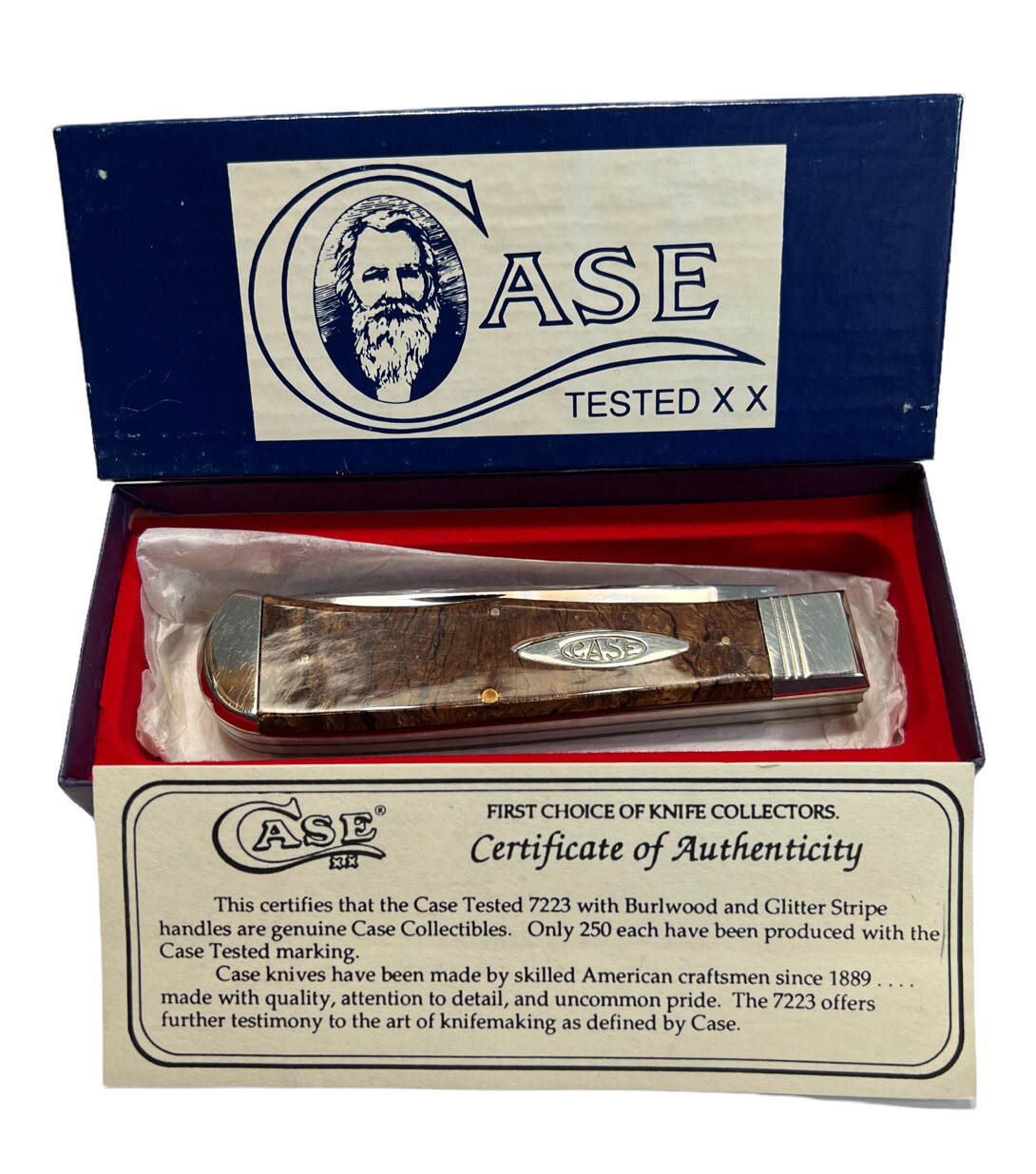 Pocketknife Case 7223 1993 Trapper *Burlwood* Acrylic 250 Made KP-1318