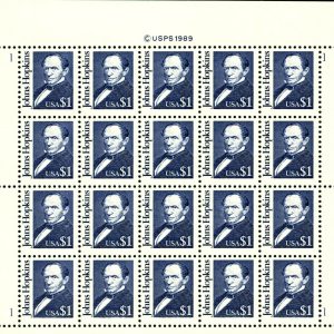 US  2194b/c/e/f 1989 $1 John Hopkins Tag Varieties Sheets MNH VF-XF *RARE*