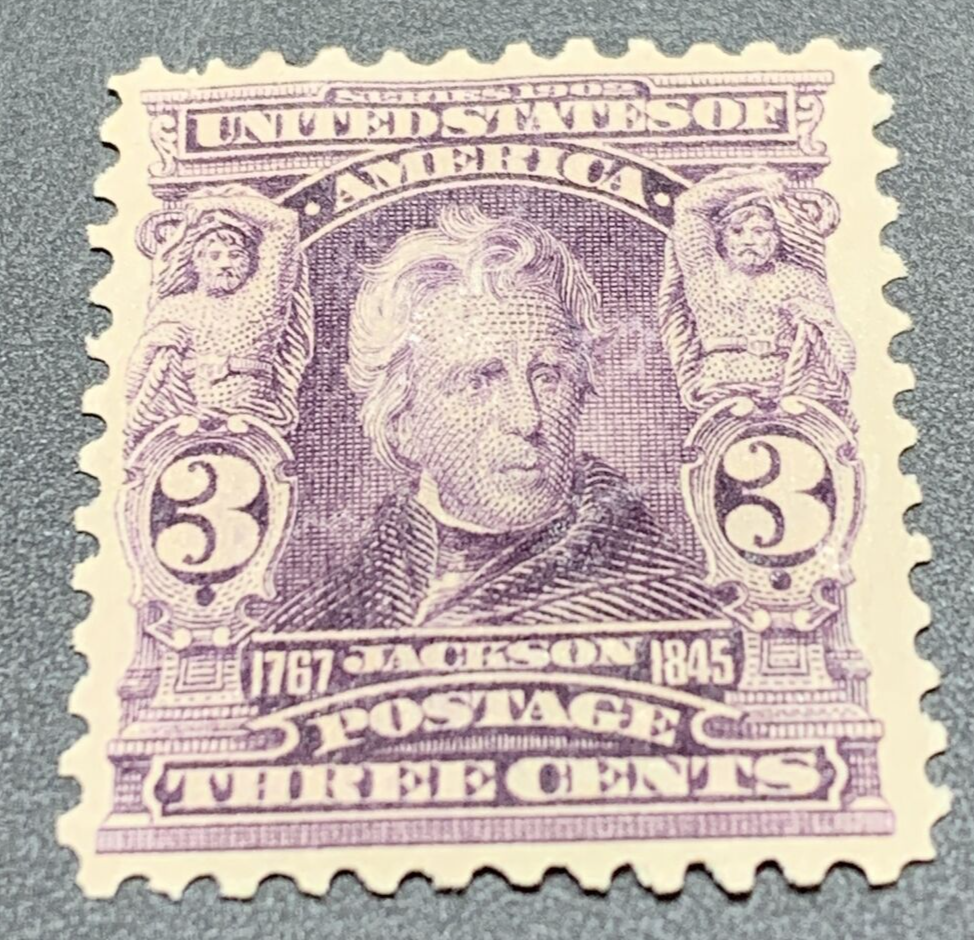 US #302 1903 3c Jackson Hinge Remaining F-VF. SCV $55. KP-144 - Image 3