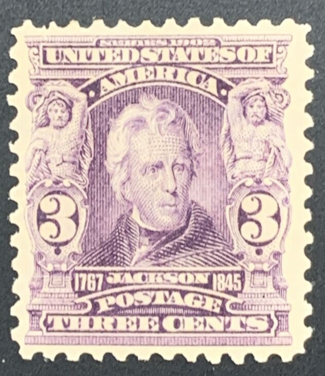 US #302 1903 3c Jackson Hinge Remaining F-VF. SCV $55. KP-144