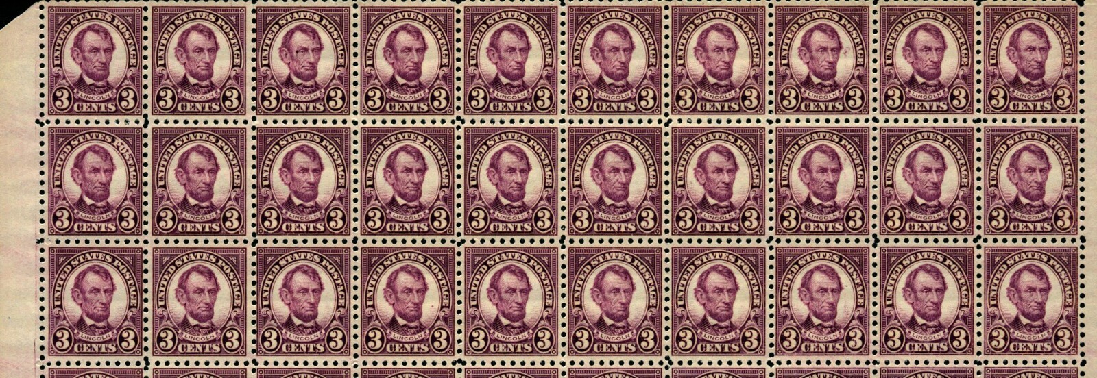 US #584 3c Lincoln, Violet Rotary Perf 10. MNH F-VF (CV $6,200 as singles+PB4) - Image 4