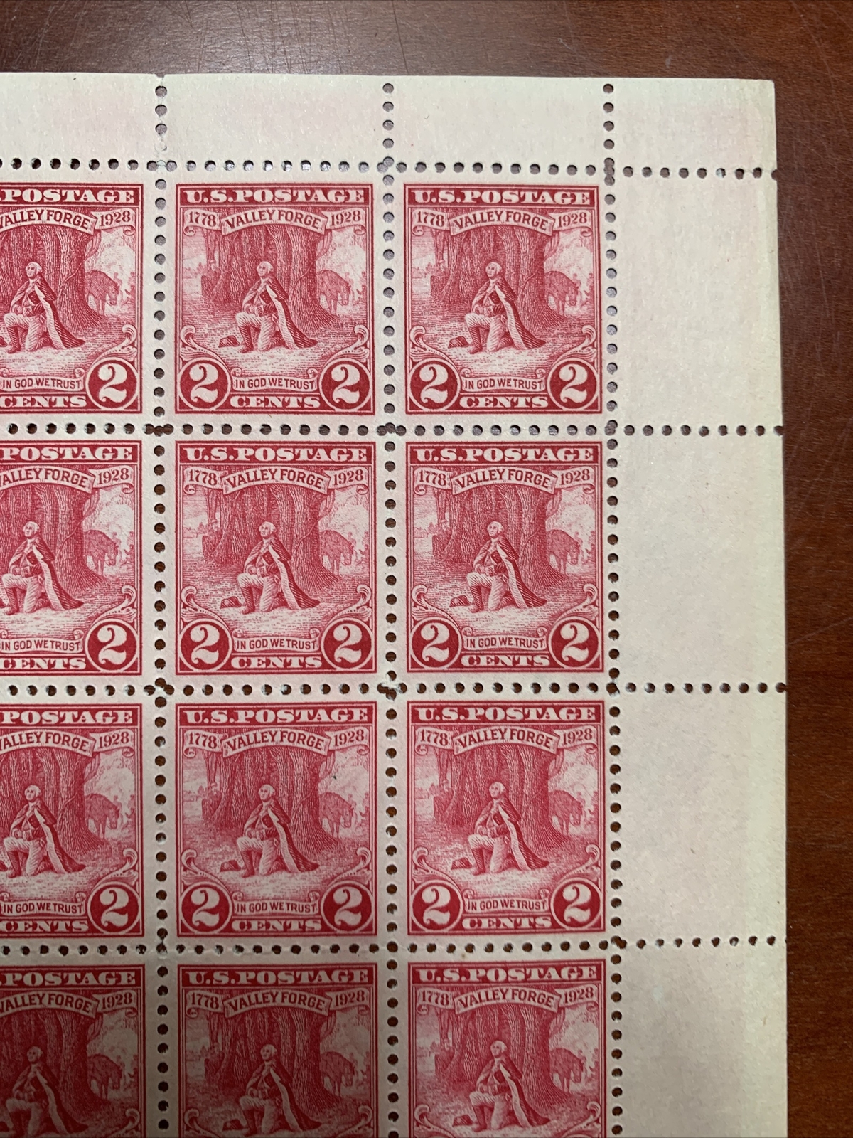 US #645 1928 3c Valley Forge Full Sheet. MNH VF (BCV $240) - Image 6