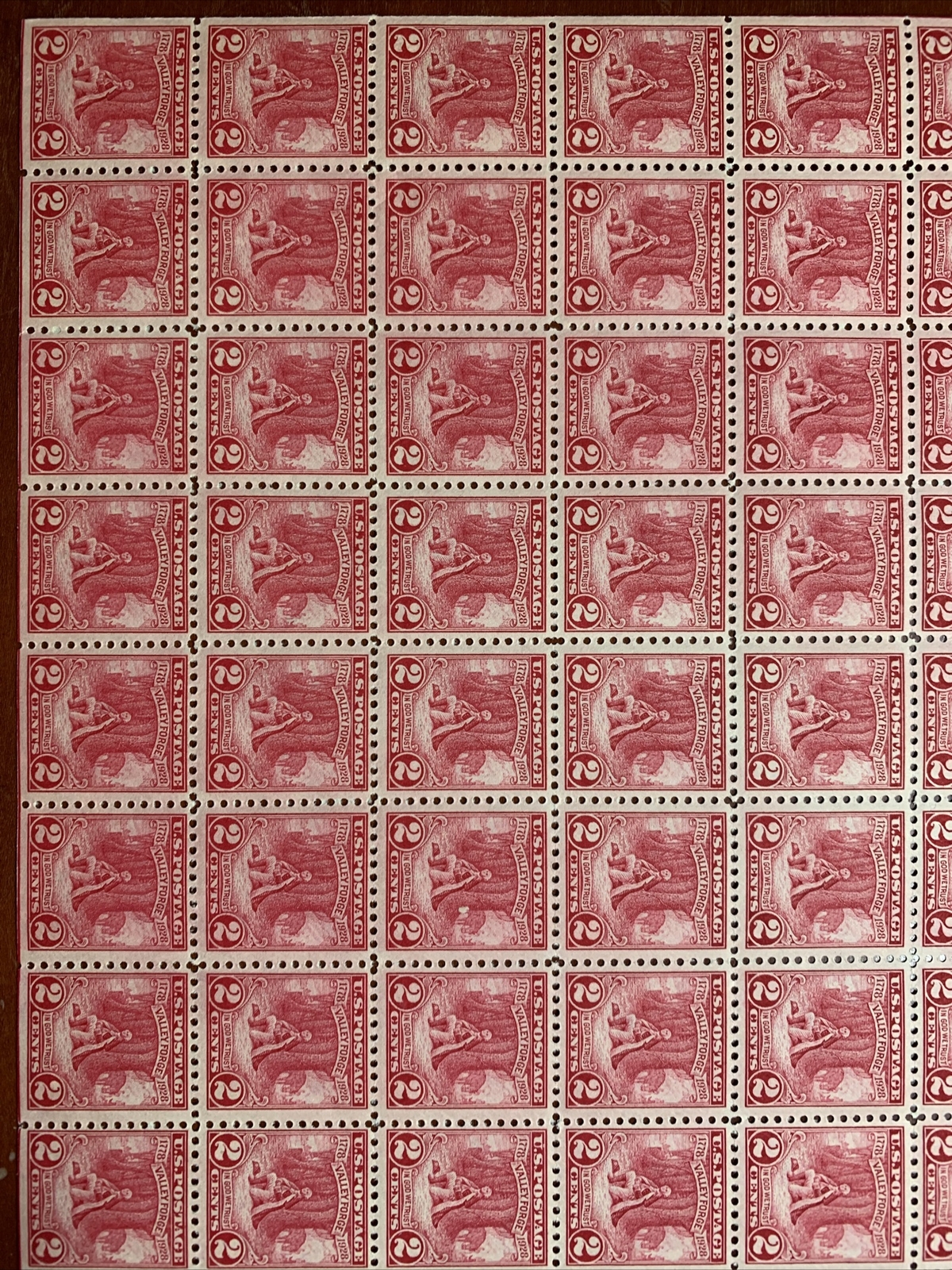 US #645 1928 3c Valley Forge Full Sheet. MNH VF (BCV $240) - Image 9