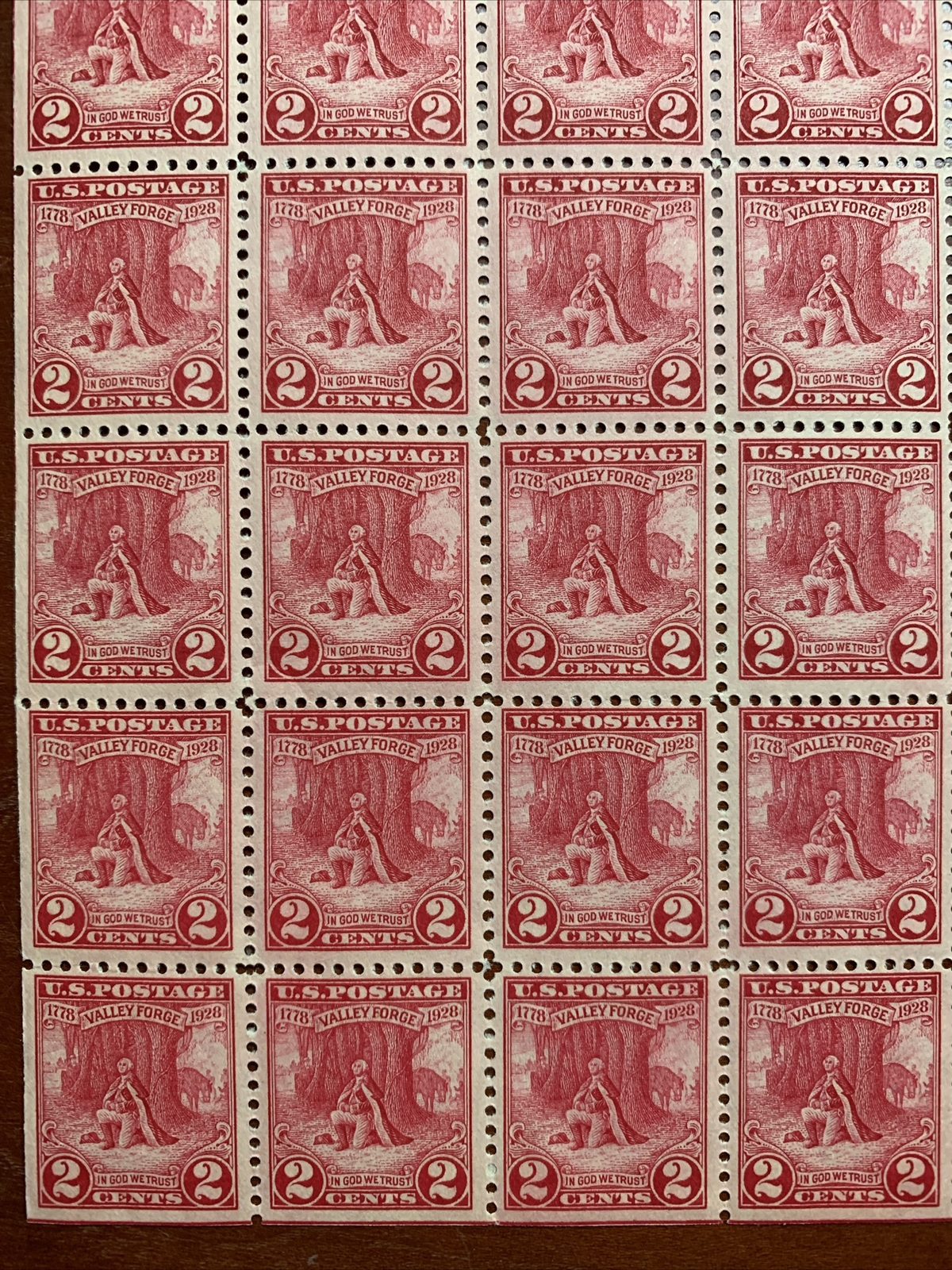 US #645 1928 3c Valley Forge Full Sheet. MNH VF (BCV $240) - Image 10