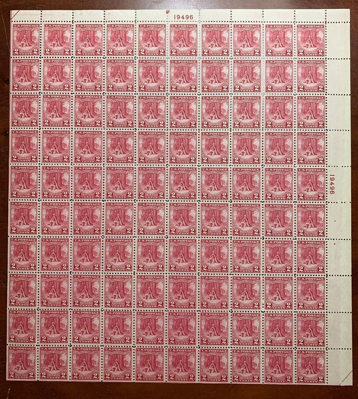US #645 1928 3c Valley Forge Full Sheet. MNH VF (BCV $240)