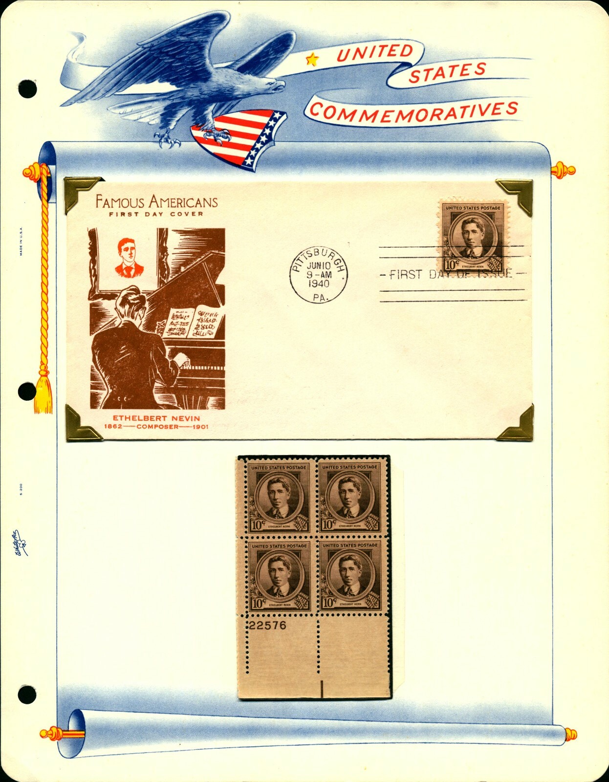 US #859-893 Famous Americans Complete 35 MNH PB4/Fidelity FDC's. F-VF (CV $415+) - Image 11