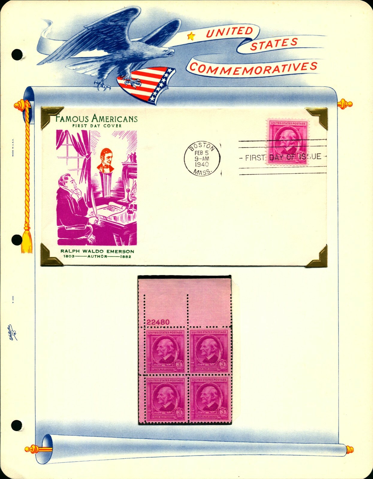 US #859-893 Famous Americans Complete 35 MNH PB4/Fidelity FDC's. F-VF (CV $415+) - Image 4