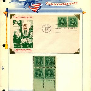 US #859-893 Famous Americans Complete 35 MNH PB4/Fidelity FDC's. F-VF (CV $415+)