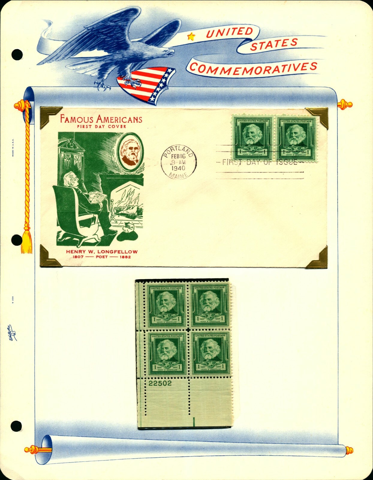 US #859-893 Famous Americans Complete 35 MNH PB4/Fidelity FDC's. F-VF (CV $415+) - Image 7