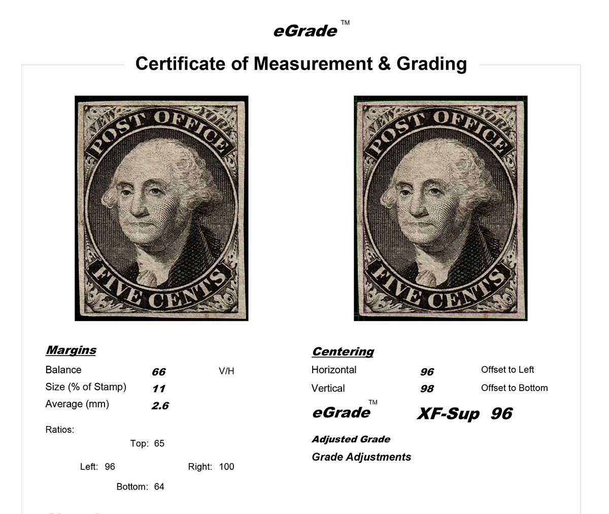 US #9X1e 1845 Provisional. Mint No Gum/No Signature/PF Cert, XF. KP-008 - Image 4