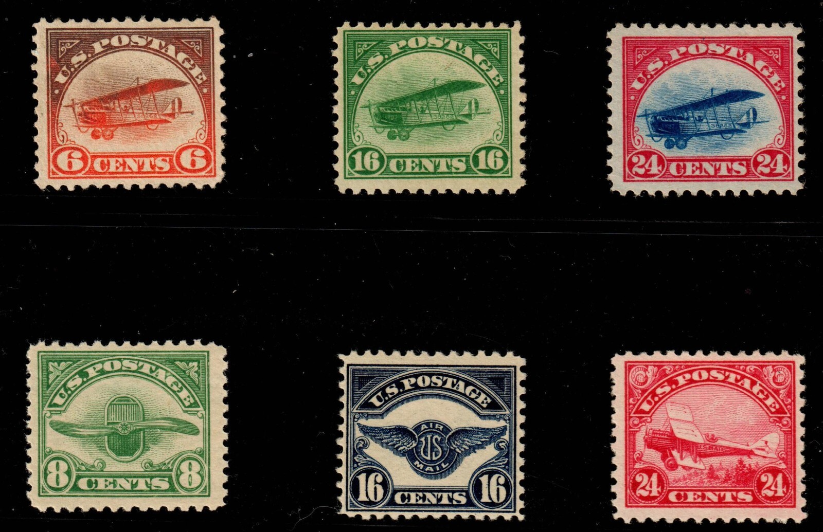 US C1-C6 Airmail Singles 1st and 2nd Series MNH/PH (CV $627)
