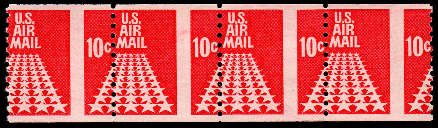 US EFO #73 10c Fifty-Star Runway Misperf Coil MNH