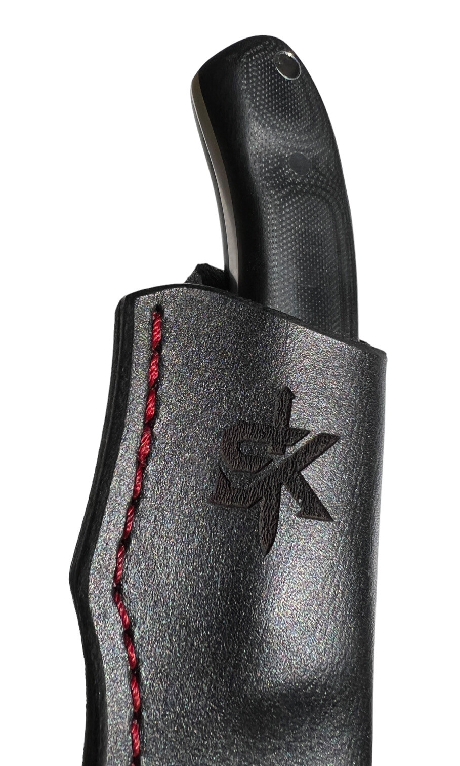 Fixed Blade Schenk RAM Elmax Steel, Double Black and Leather Sheath USA DH-1202 - Image 2