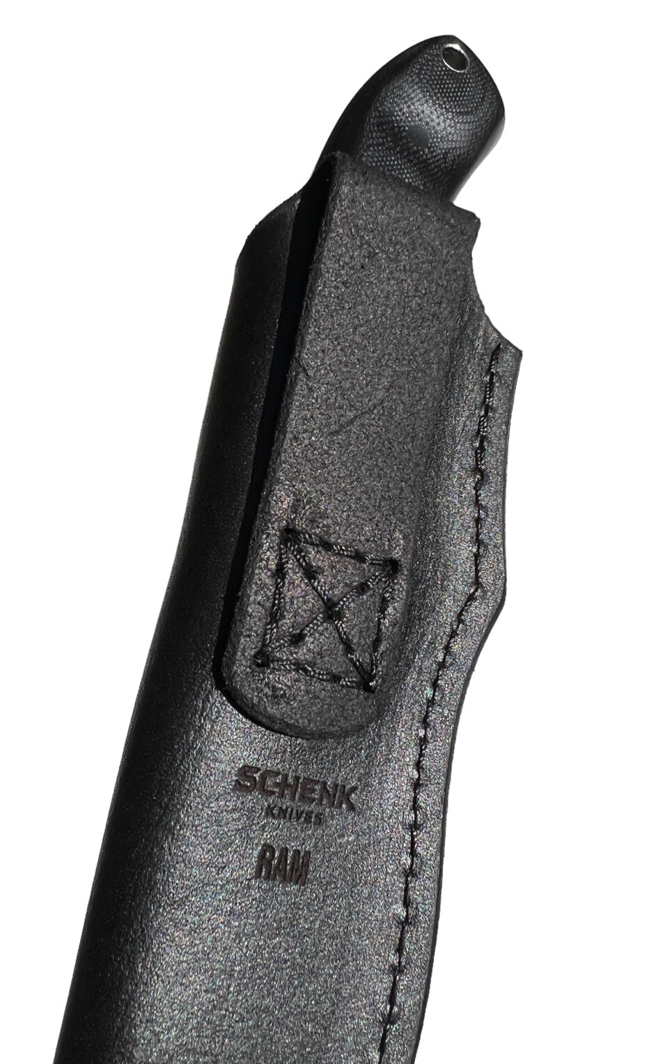 Fixed Blade Schenk RAM Elmax Steel, Double Black and Leather Sheath USA DH-1202 - Image 3