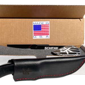Fixed Blade Schenk RAM Elmax Steel, Double Black and Leather Sheath USA DH-1202