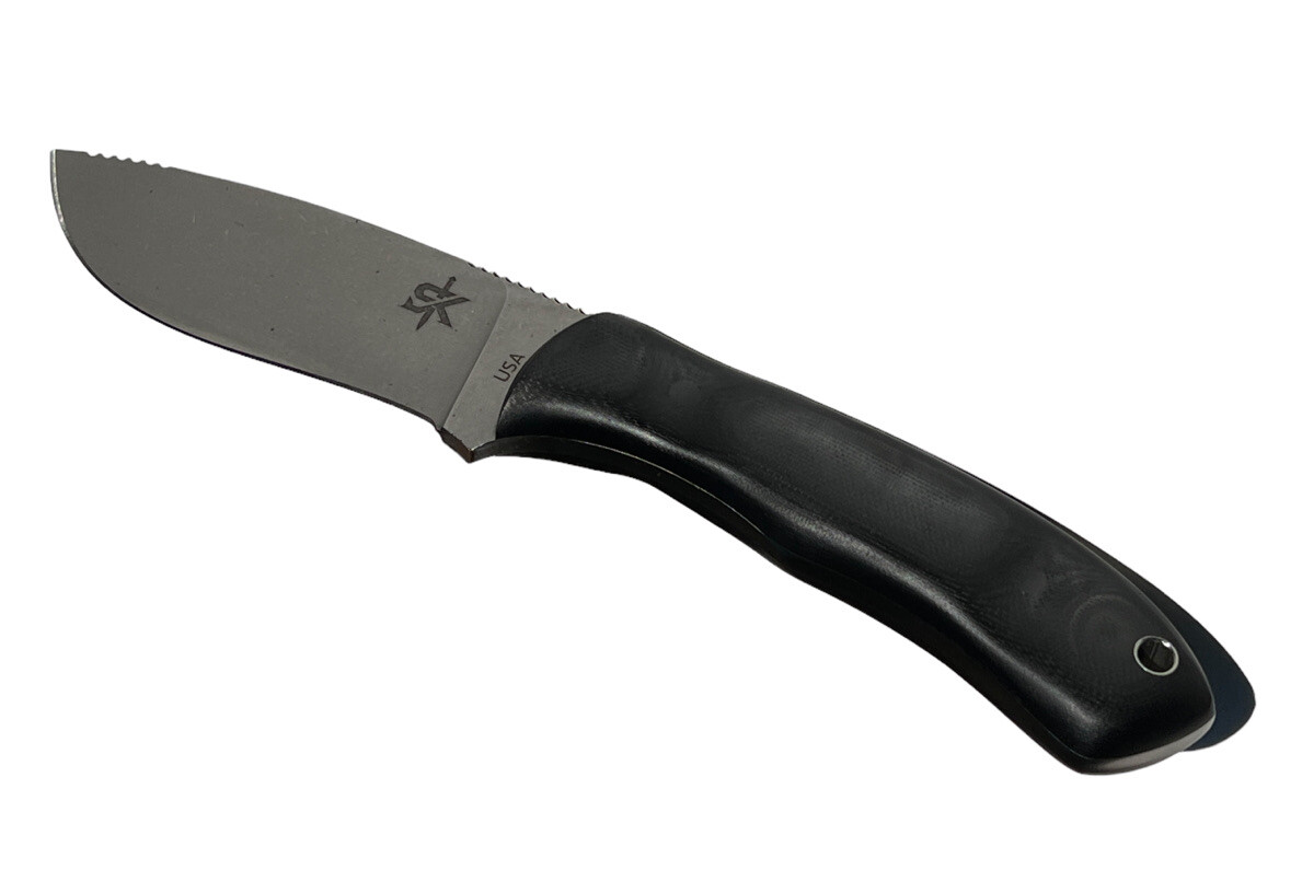 Fixed Blade Schenk RAM Elmax Steel, Double Black and Leather Sheath USA DH-1202 - Image 5