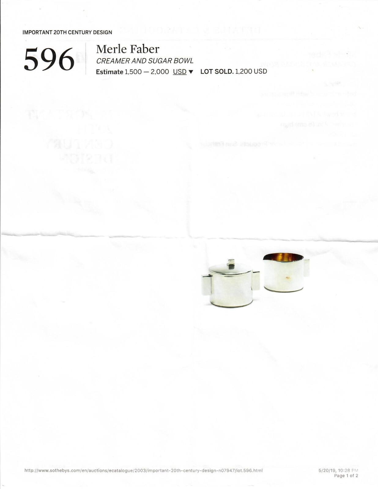 Merle Faber Creamer No Lid and Sugar Bowl, Silver-plated and Gilt metal 1930's - Image 20